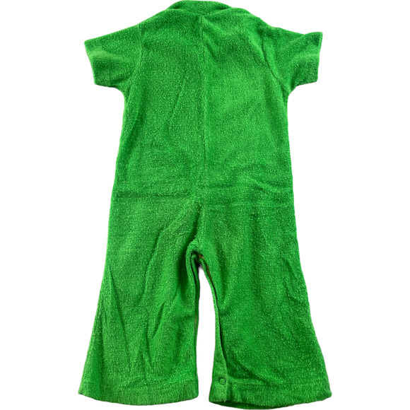 Vintage Baby Terrycloth Romper Green Puppy Dog Embroidered Zip Bath Time 12mths - Picture 5 of 5
